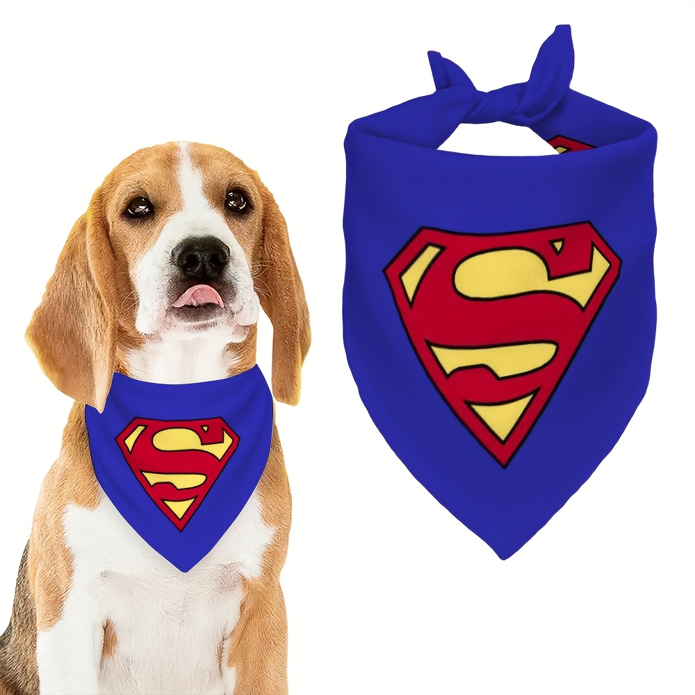 TEMU 1pc Wb Superman Dog & Bandana With Iconic - Adjustable Tie Suitable For Small/medium Pets, Reusable Breathable Suitable For , Daily Wear, Themed