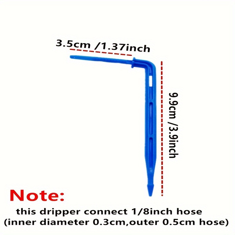 100pcs Greenhouse 3/5m Hose Drip Irrigation Drippers 1/8'' Bending Arrow Emitters Garden Potted Micro Watering System