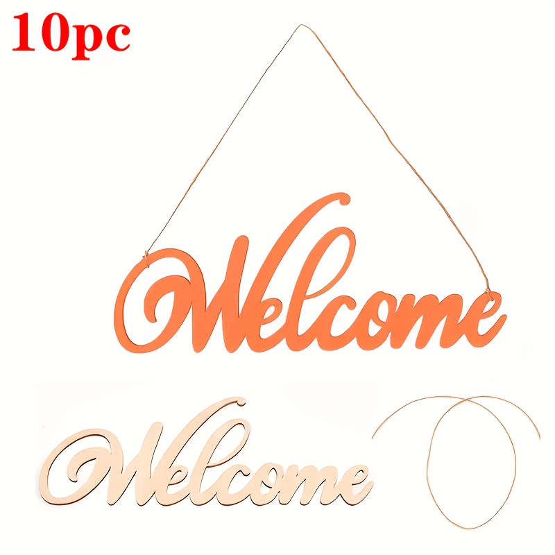 10pcs Pack Blanks Compatible For Diy Painting - Pre-cut Wooden Welcome Signs, Ornamental Hanging Decor Suitable For Parties, Weddings, Birthdays, Holiday Decorations
