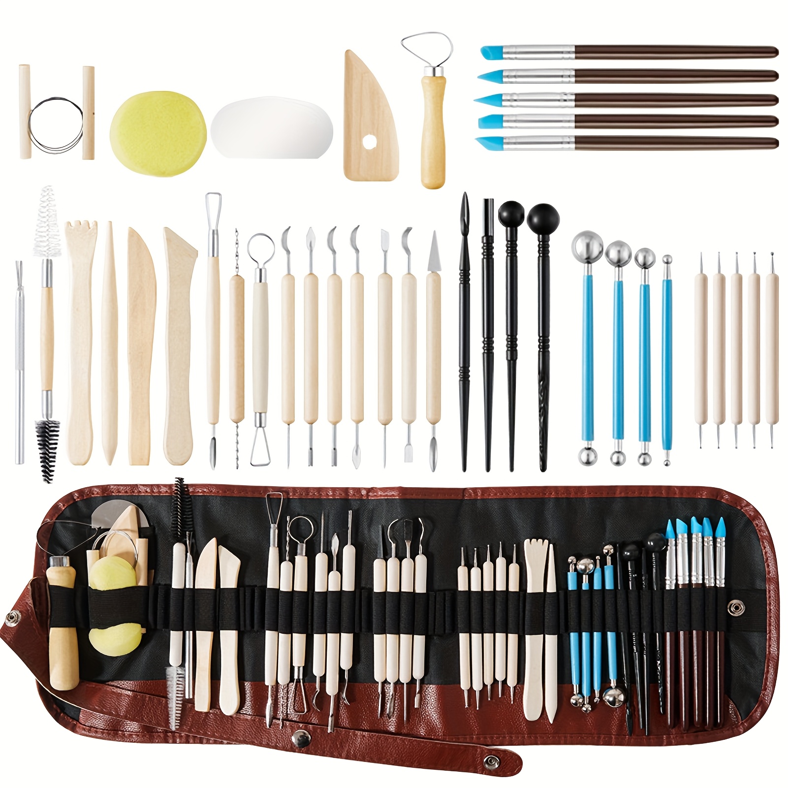 TEMU 40pcs Set Of Clay Sculpting Tools, Including Pottery And Polymer Clay Tools, Designed For Crafts And Modeling Clay Carving
