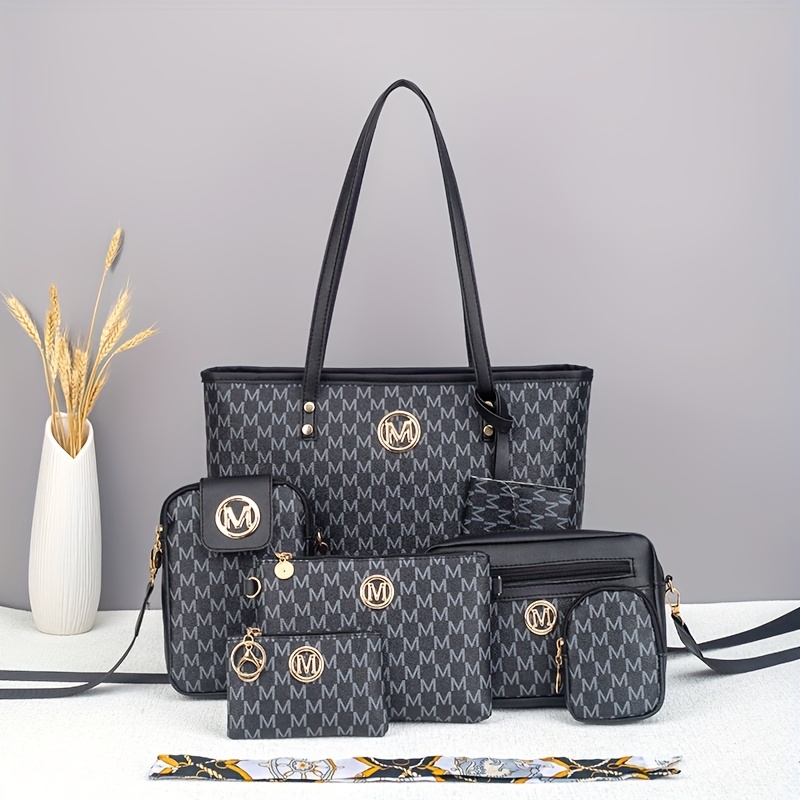 TEMU New Fashionable And Versatile 7pcs Tote Bag Set: Casual And Stylish 2pcs Crossbody Bag, Camera Bag, Versatile Shoulder Bag, Lightweight And