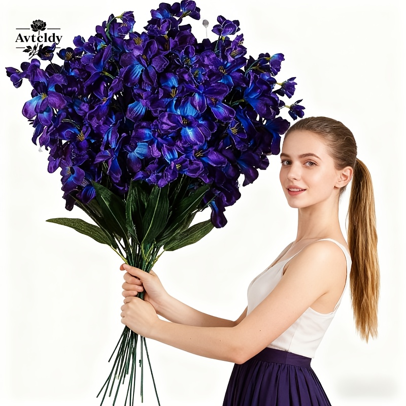 AVTCLDY 7 Blau-Grn/* Blau-Grne Knstliche Orchideen Zweige |  Hochrealistische * Orchideen | * fr Hochzeitsstrue / Brautgeschenke |  Hochzeit / Valentinstag / Jahrestag / Feiertagsdekoration | Bro ...
