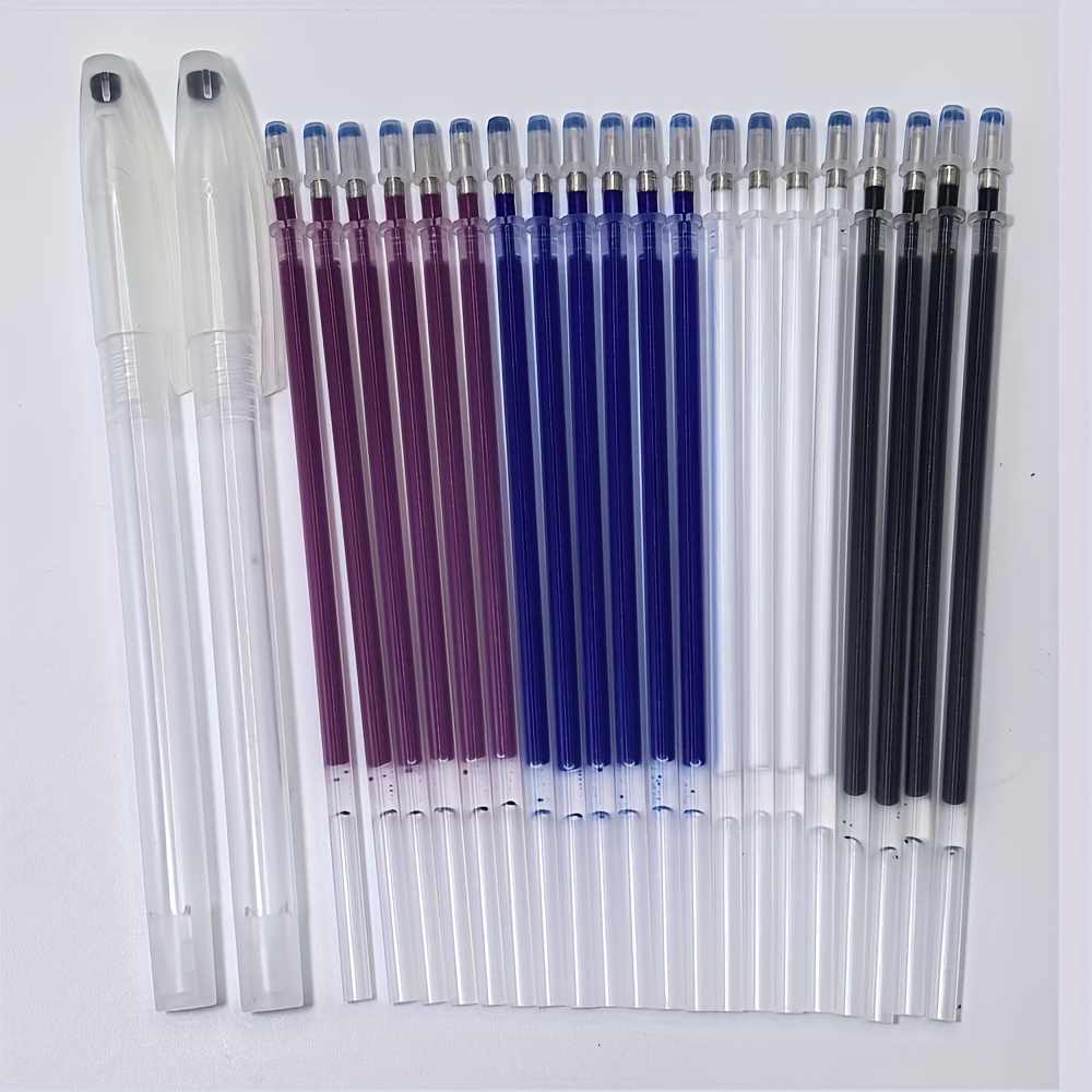 E-shop 22-teiliges, hitzeauslöschbares Stoffmarker-Set - Inklusive 20 , verschiedene Farben (Weiß/Blau/Rosa/Lila), entwickelt für Quilten, Nähen,
