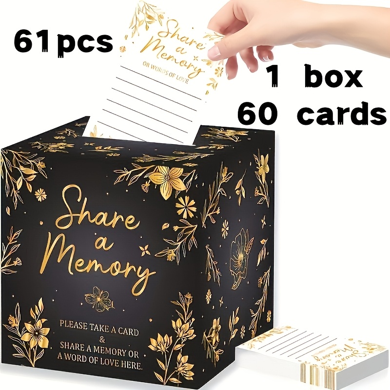Image of A Set Of 61 Black Golden Memory Cards And A Memory Card Box - Perfect For Weddings, Birthdays, Graduations, And More - Creatively Designed Guest Cards Suitable For Celebrations And Retirement Parties