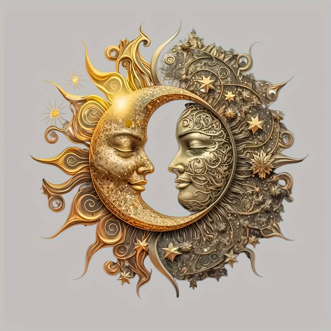 Image of 1pc Mixed Color Polyester Heat Transfer Sticker - Iron-on Patch Sun And Moon Design, Suitable For Clothing: Hoodies, Sweatshirts, Bags, Jeans, T-shirts, Etc., Diy Personalization