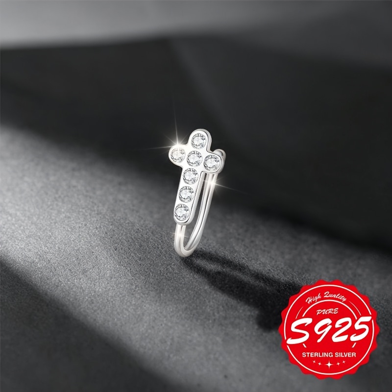 Women's Sparkling Cross S925 Silver Nose Clip
