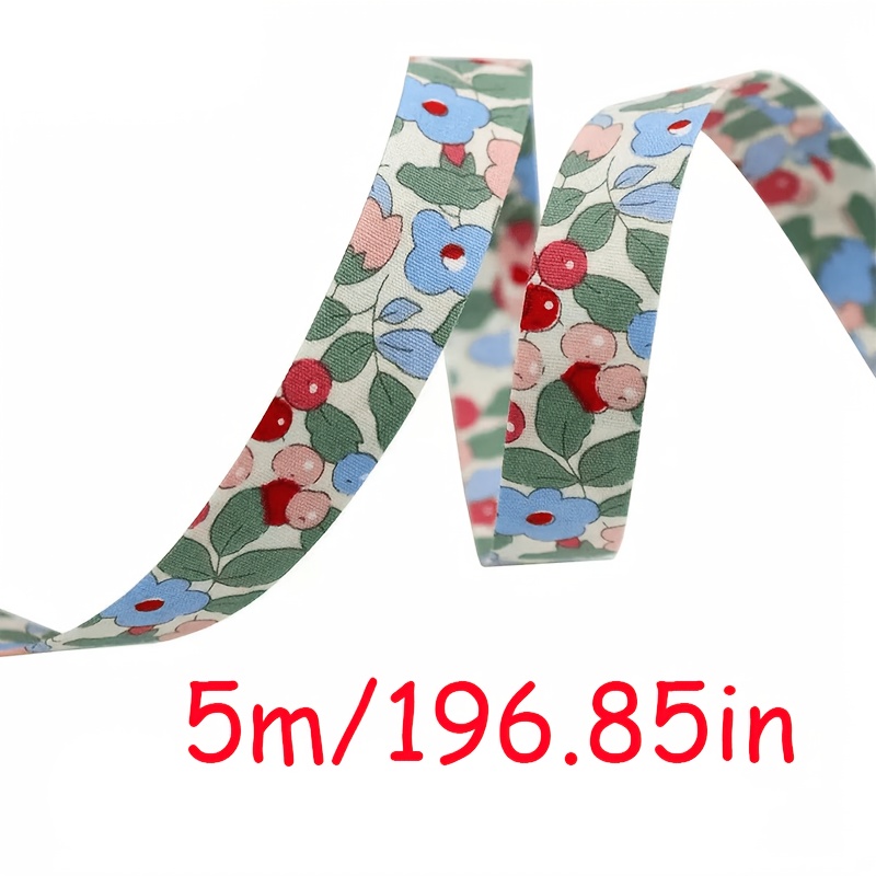 TEMU 5 Metros (196.85 Pulgadas) de Cinta de Tela Floral - Ideal para Envolver Cajas de Regalo, Adornos para el Cabello, Decoración Floral y de