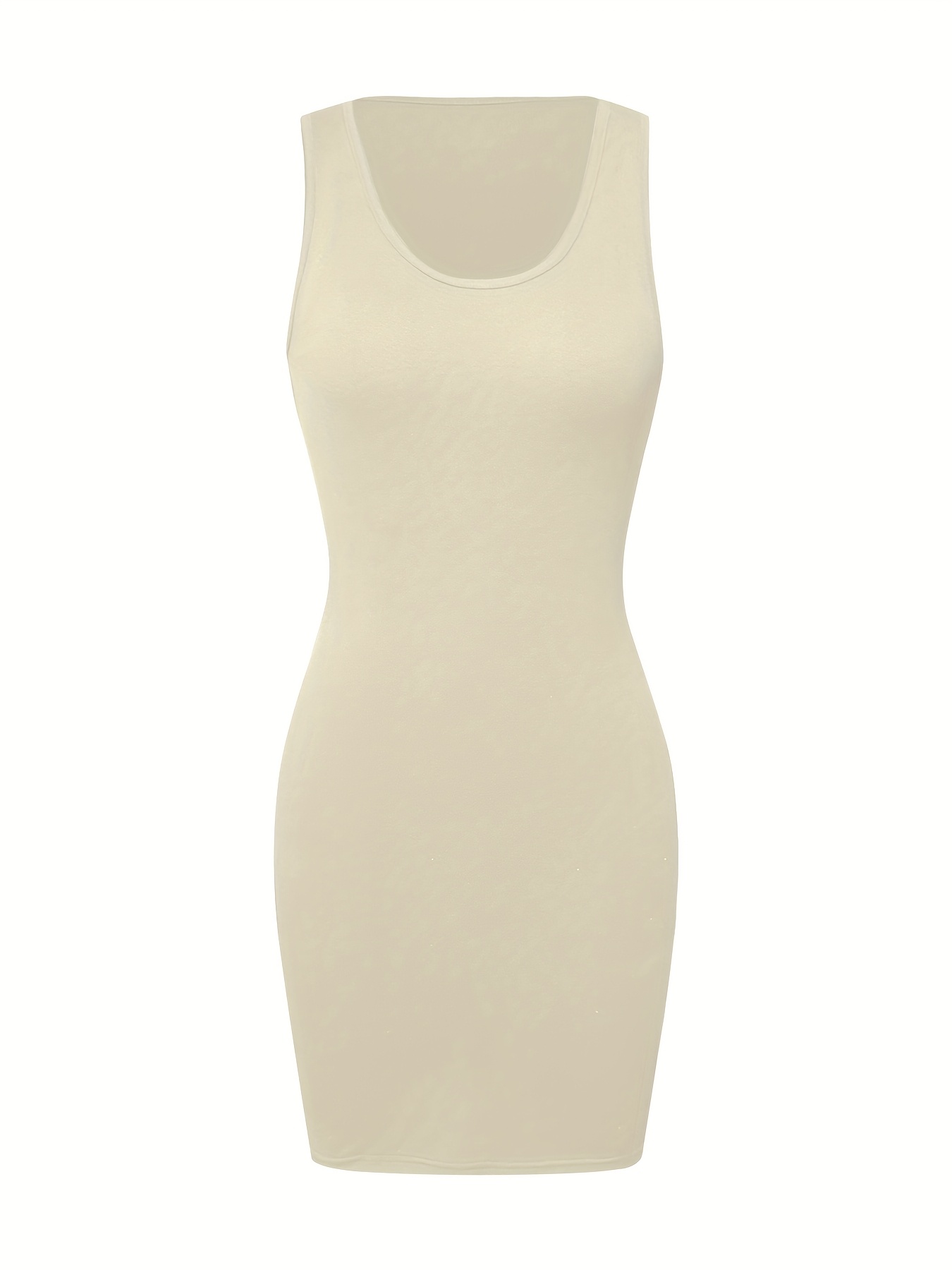 Women's Sleeveless Round Neck Mini Dress - Solid Color Stretchy, Machine Washable, All-Season Versatile Casual to Formal Wear, Dress Mini, Construction