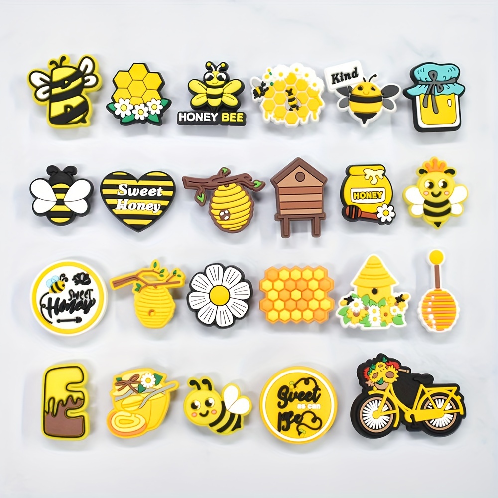 

25pcs Bee-themed Plastic Shoe Charms Set, Bicycle Flowers Patterns, Diy Shoe Accessories, Ideal For Personalized Gifts