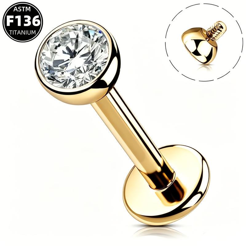 TEMU 1pc Minimalist G23 Bowl Cup Threaded Cz Nose Stud/cartilage Ear Stud - 16g Hypoallergenic Ear Jewelry, All-match Piercing Jewelry, Suitable For