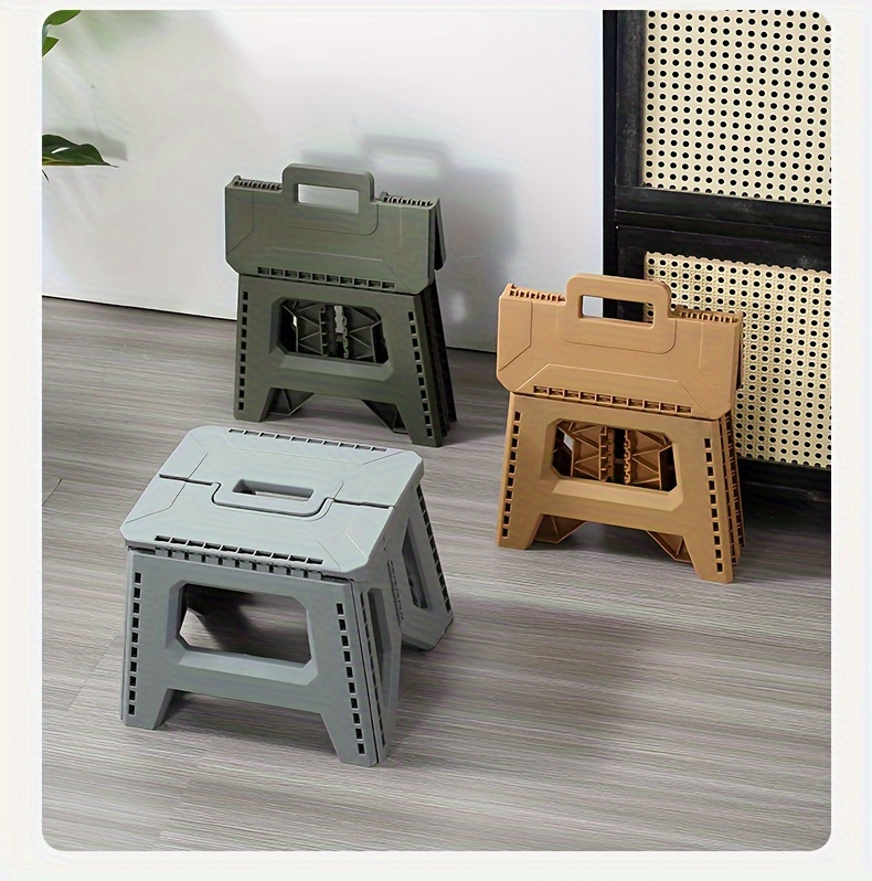 Heavy-Duty Thickened Portable Folding Stool with Handle - 1 Pack Square Plastic Collapsible Stool for Indoor, Gatherings, Picnic, Fishing | Durable PP, Adult-Supporting up to 330lbs, No Electricity or Batteries Needed