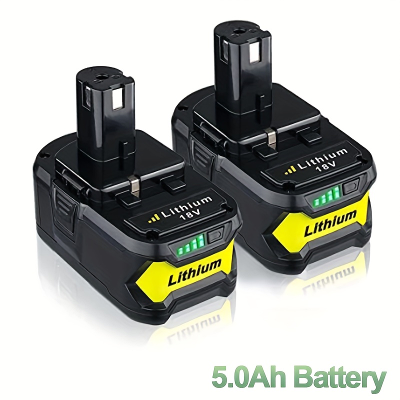 TEMU 2 Pack 5.0ah 18v P108 Rbl1810 Battery Replacement For Ryobi 18v Lithium For Ryobi 1 18v P108 P109 P107 P105 P104 P122 P2100 P500 P521 P610