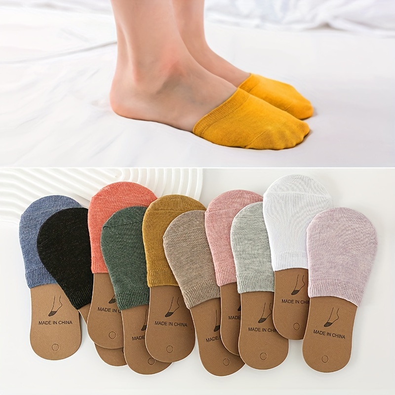 

10 Pairs Solid Half Palm Socks, Comfy & Breathable Invisible Socks, Women's Stockings & Hosiery