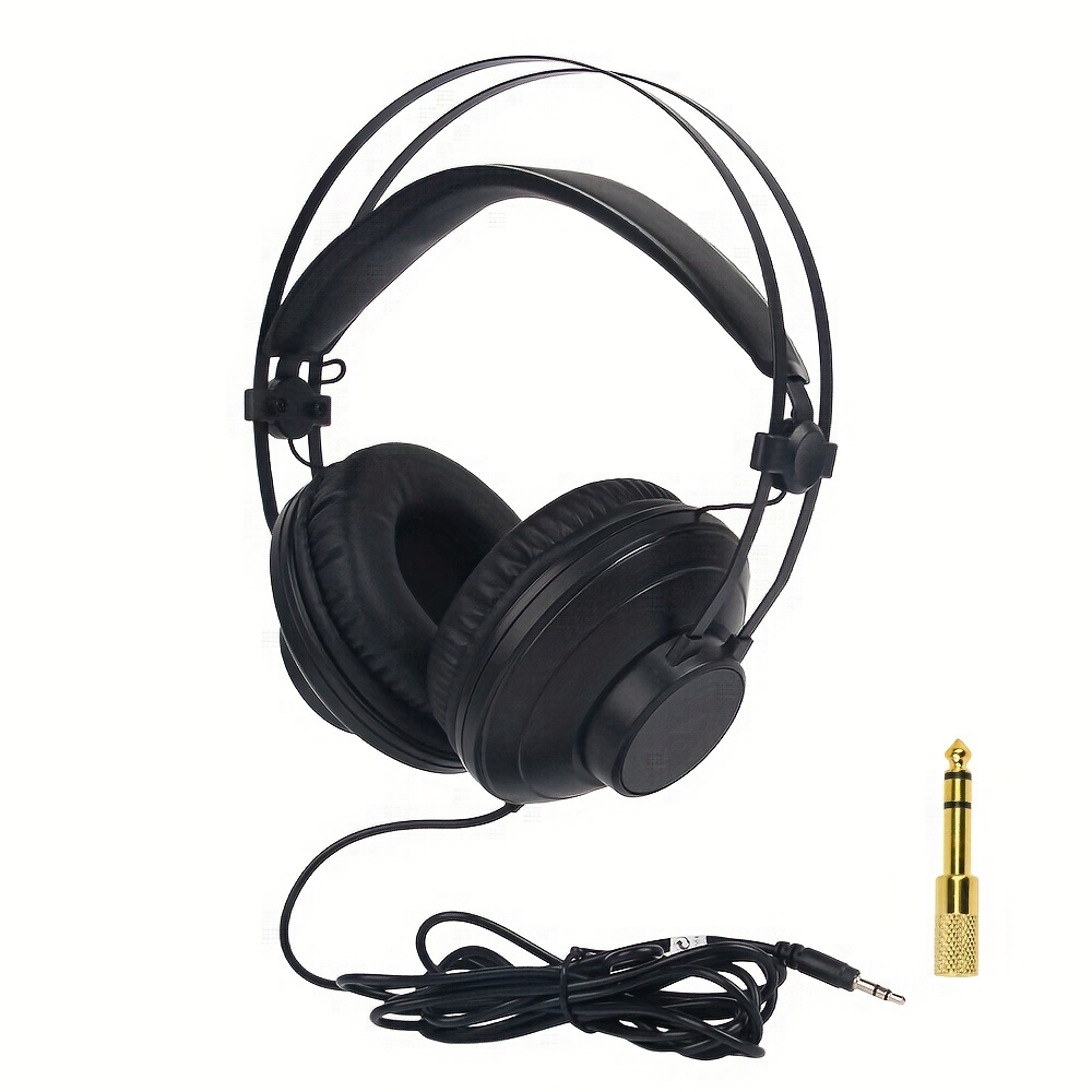   auriculares de estúdio ajustáveis com fio para monitorização, over ear, estéreo, dobráveis, para dj, piano/bateria/computador/teclado eletrónico,  ., equipamento eletrónico musical com adaptador de cabo de áudio de 3.5-6.5mm
