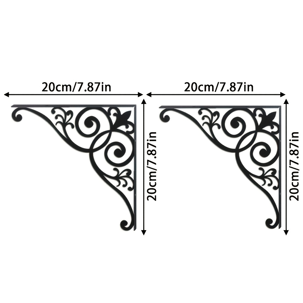 TEMU 2d Flat European-style Retro Carved Metal Bracket, Space-saving, Requires Wall Mounting (drilling Required), Multi-functional Shelf, 2d Flat