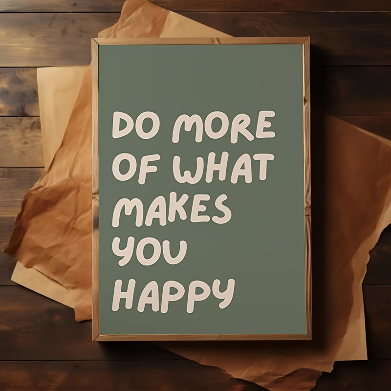 TEMU 2d Flat, 1pc, Frameless, 2d Flat, " Of Happy" Inspirational Quote, Printed Happy Quote Wall Decor, Wall Art, Sage Green Apartment Poster, Fun