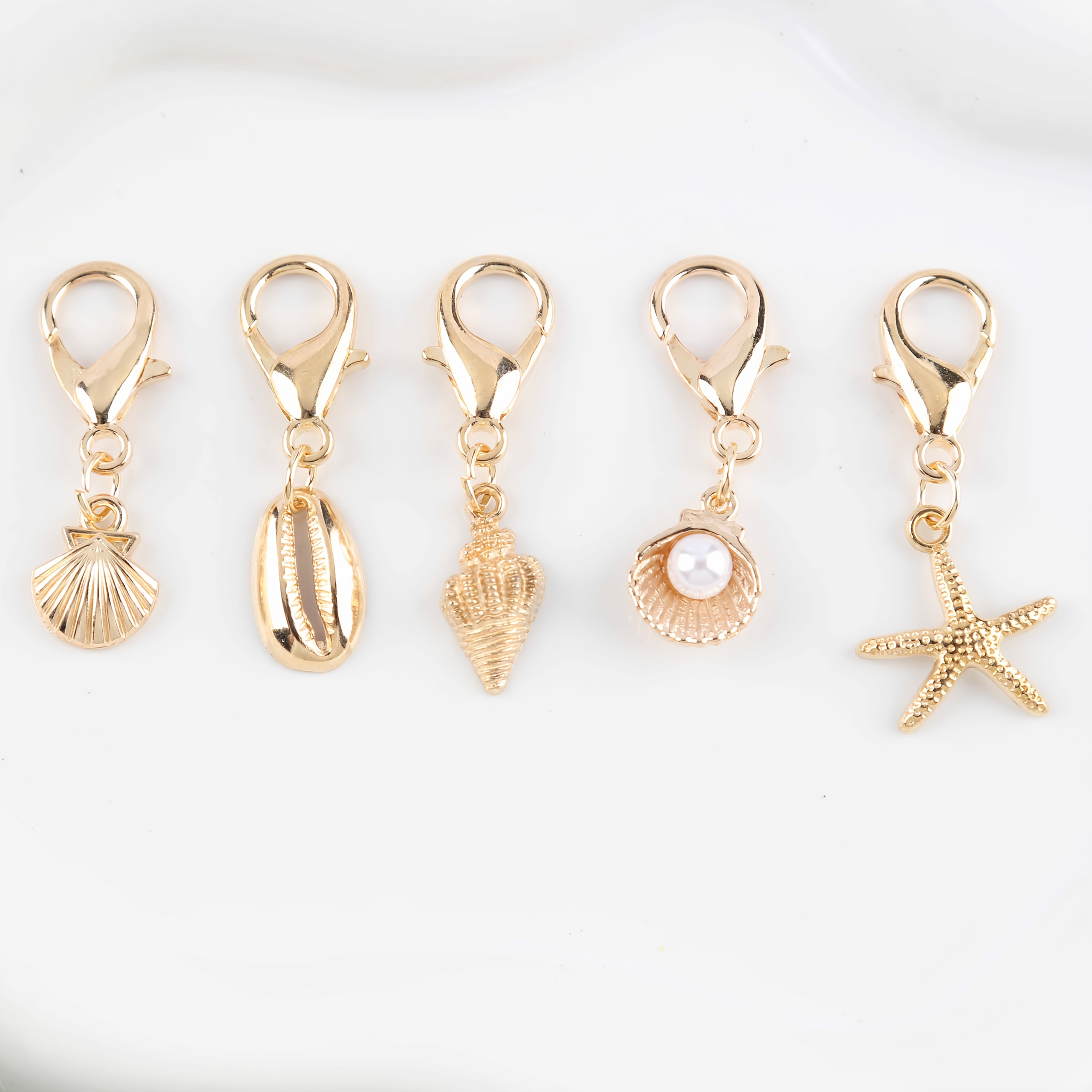 Image of 5pcs Beach Shell Starfish Conch Keychain Set Suitable For Travel And Vacation, Perfect For Decorating Bags, Accessories, Birthday Gifts