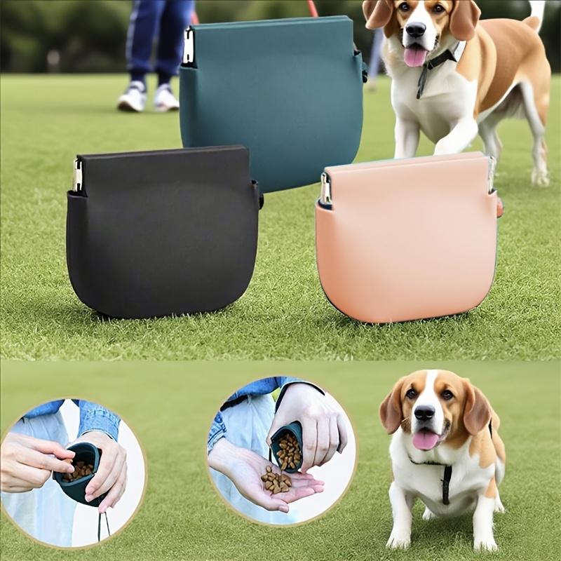 1pc Dog Treat Pouch, Mini Portable Pet Treat Bag with Auto-Closing Feature, Feed Treat Reward Dog Treat Pouch, Pocket Size, Easy to Clean, Ideal for Pet Travel or Outdoor Use, One-Hand Open/Close Treat Bag, Uninterrupted Dog Training Rewards
