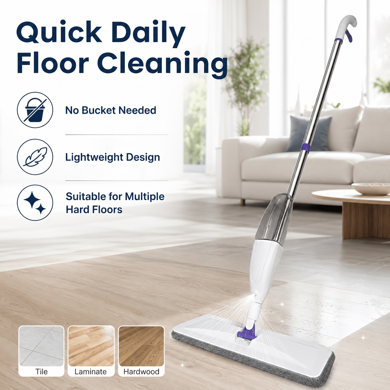 spray mop set 1 mop 10 replacement pads household hands free washable spray mop dual use wet and dry flat mop 360 rotating cleaning mop suitable for wood floors tiles kitchen and living room 4