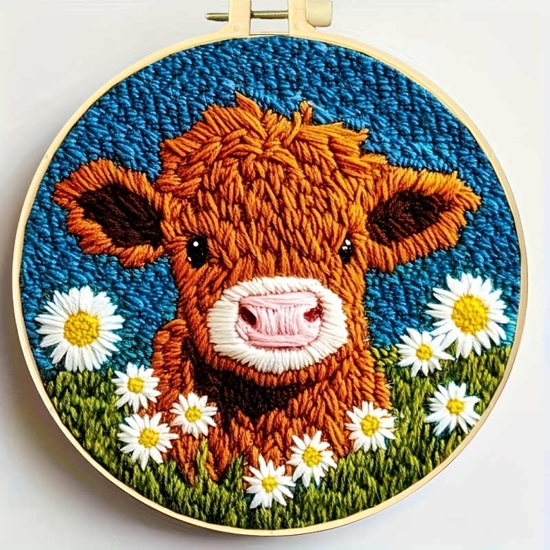 Beginner Diy Embroidery Needle Kit Cute Cartoon And Daisy Wreath Embroidery Needles Beginner Handmade Kit Easy To Make Adult Festival Gifts And Decorations