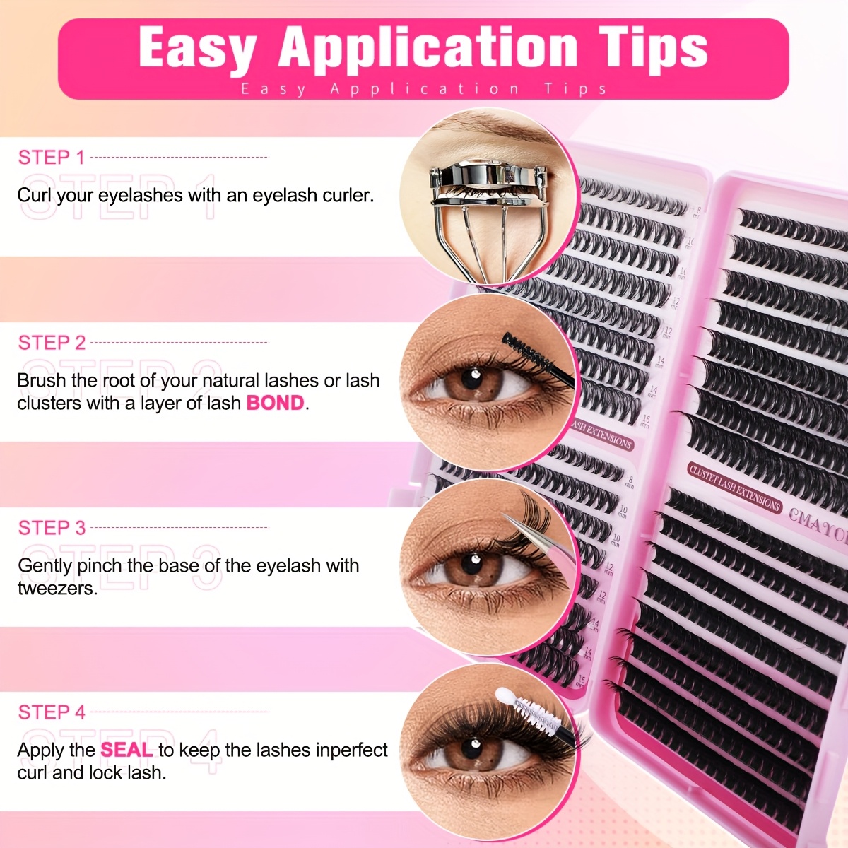 640pcs lash clusters thick volume lash extension kit high capacity diy individual lashes with wispy lash tweezer and brush for at home eyelash extensions details 8