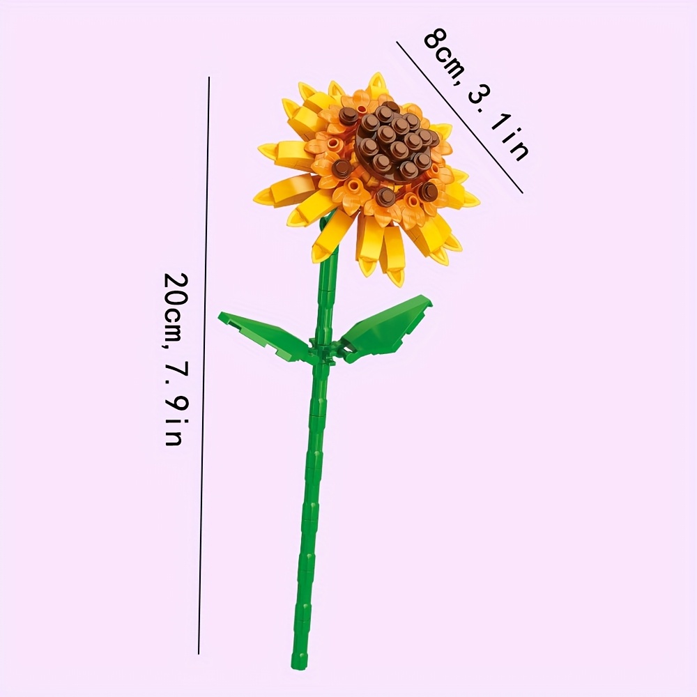 Flower Building Blocks Toy Set with Vase Model