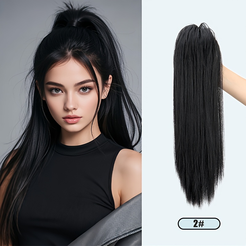 E-shop Synthetische Krallen-Clip Pferdeschwanzverlängerung für Frauen - Mittellanges, glattes Haarteil, Clip-In Haaraccessoire für müheloses tägliches