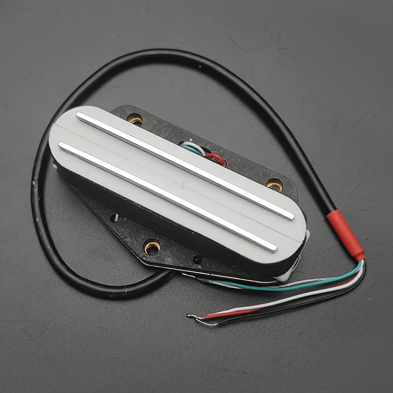 TL Guitar Bridge Double Coil Pickup - Dual Coil Design, Black & White Metal Construction, 4-Pin Wiring (Red/Black/Blue/White), Includes Mounting Screws for Electric Guitar & Bass, Guitar Pickup, Sleek Metallic Finish, Robust Construction