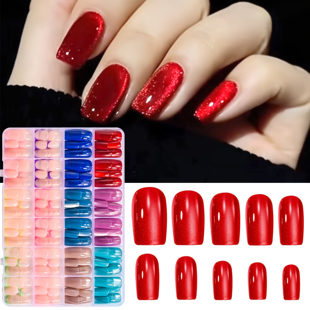 TEMU 288pcs Short Square Press-on Nails In 12 Colors | Featuring , Ideal For Daily Wear Or Parties, , Elegant Manicure For Women And