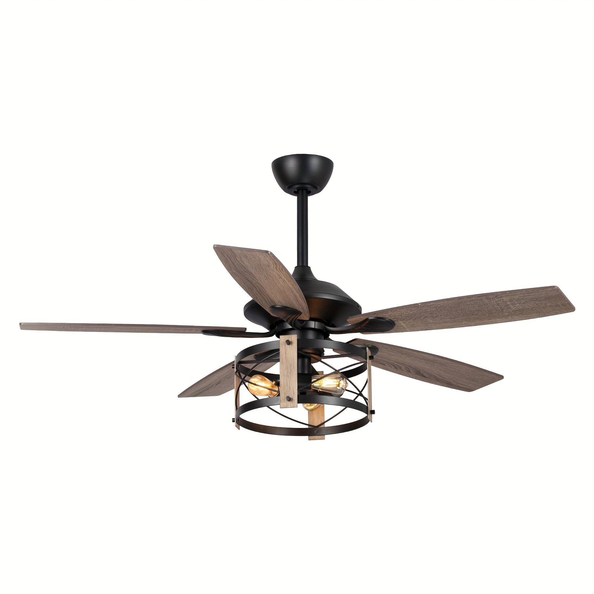 TEMU Farmhouse 52" 5-blade Black Ceiling Fan With Remote