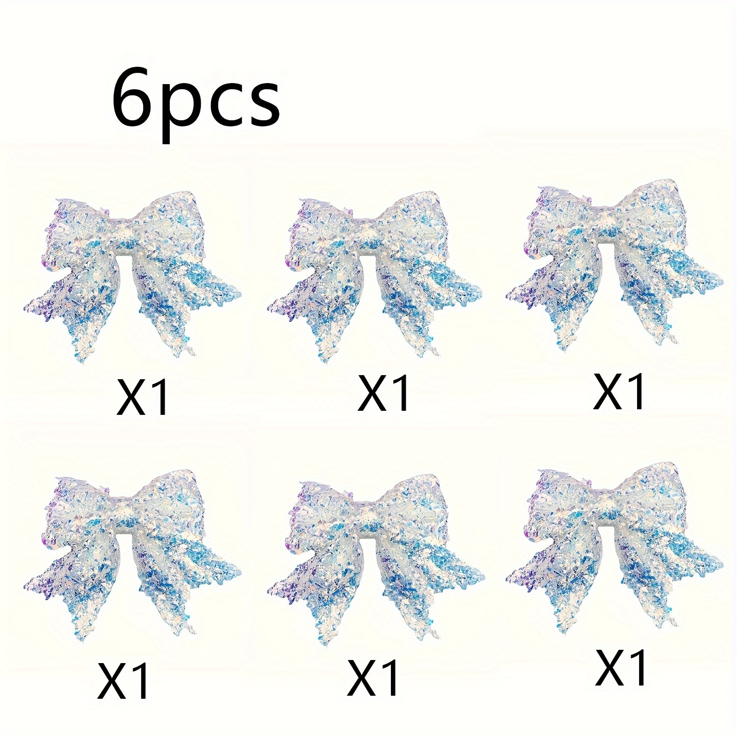 TEMU 6pcs Iridescent White Bow Ornaments - Sparkling Plastic Decor For Christmas & Thanksgiving | Versatile Hanging Decorations For Trees, Home,