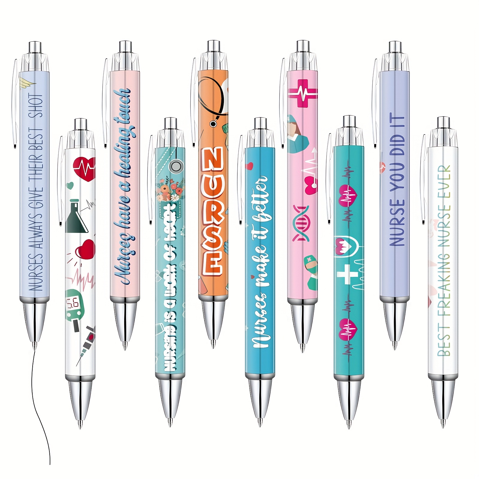 

10- Retractable Ballpoint - , Plastic , Appreciation Set For Nurses, & Ink And Tip