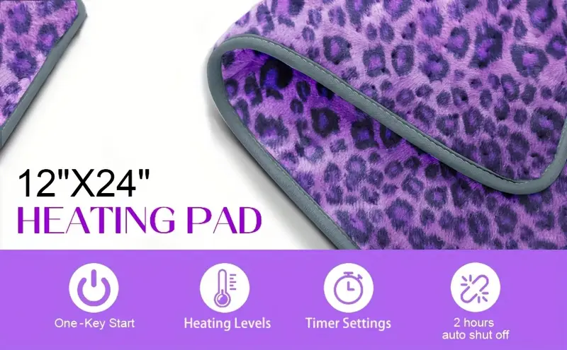 xl double sided heating pad with remote control electric back neck shoulder blanket adjustable heat settings auto shut off soft purple polyester ideal gift for men women mom dad adjustable heating pad quilted texture soft polyester Product details 0