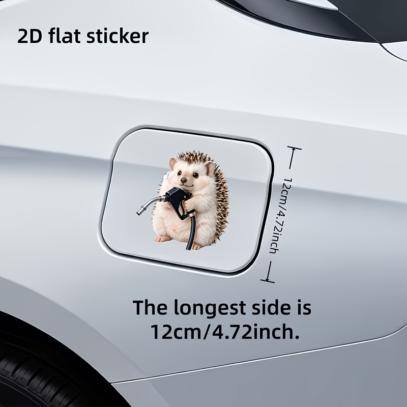 TEMU Autocollant pour bouchon de réservoir de voiture - Hérisson tenant une de , autocollant de dessin amusant et créatif, imperméable, pour les