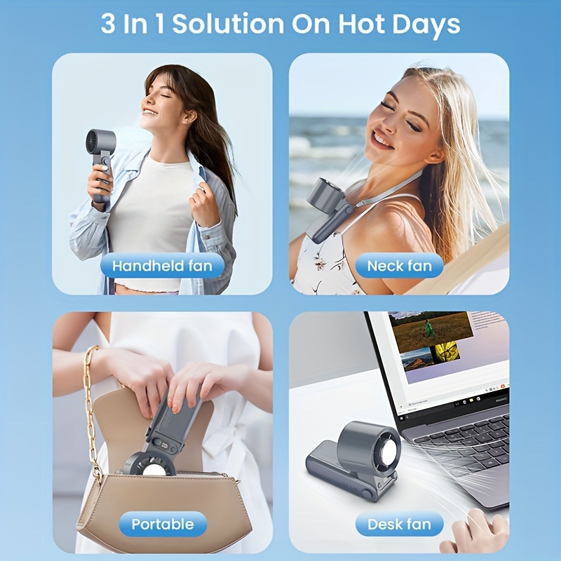 Portable electric fan, rechargeable handheld fan, 6000mAh, with ice pack, 199 speed handheld turbo fan, with digital display screen - quiet, suitable for outdoor, family, and outdoor travel.