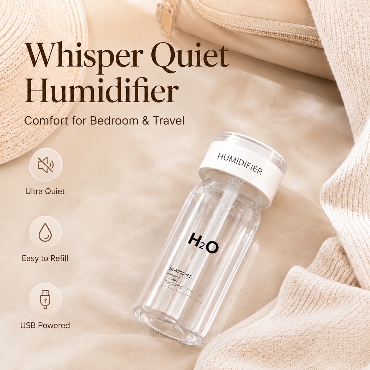 Image of Cool Mist Humidifier And Aromatherapy Oil Diffuser With -changing Night. For Undisturbed Sleep, Ideal For Home, Office, Or Car, Refresh Air, , And A Comfortable Living Environment