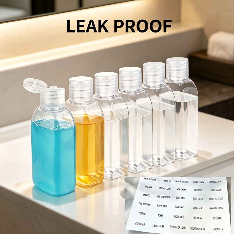Image of Set Of 6 Tsa- Travel Bottles That Are Leak-resistant, Suitable For Conditioner, Body Wash, And Other Essentials - Designed For Secure And Convenient Travel