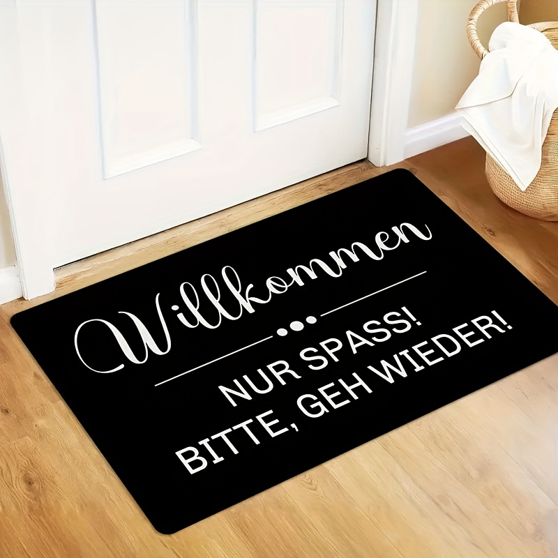 TEMU Humorous German "welcome Nur !" Welcome Doormat - Non-slip Rubber Backed Technology Fabric Floor Mat, Lightweight, Machine Washable, Braided,