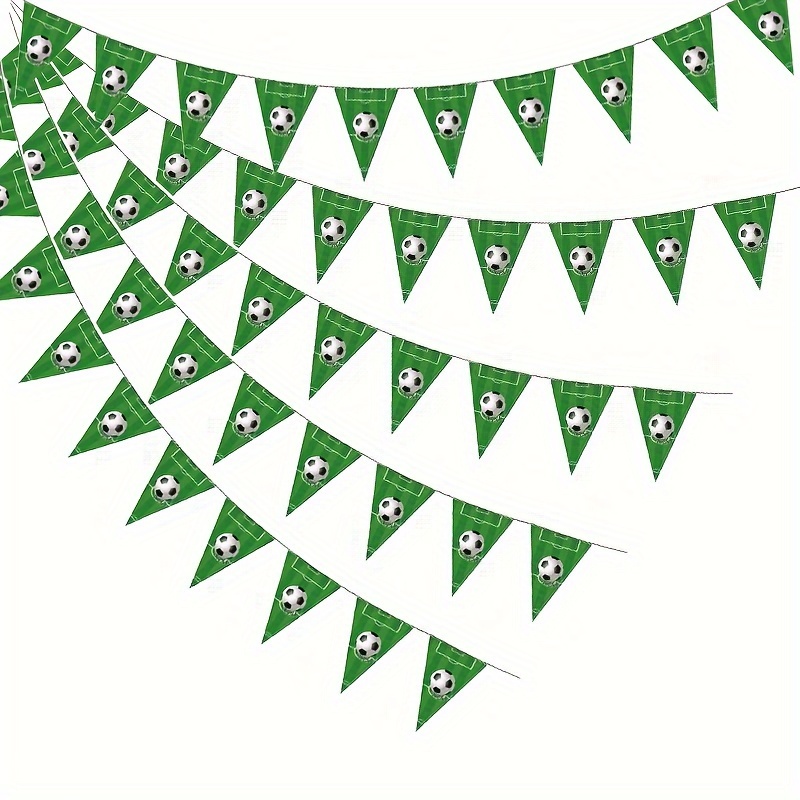 

festive" Soccer-themed Party Banner Set - 1 Or 3 Pack, White & Emerald Green, Paper Pennant Flags For Birthday & Outdoor Football Celebrations, All-season Decor
