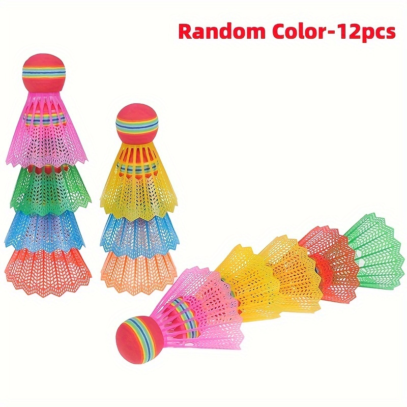 

12pcs, Rainbow Color Badminton Balls, Durable Nylon Badminton For Game Sport Training Match