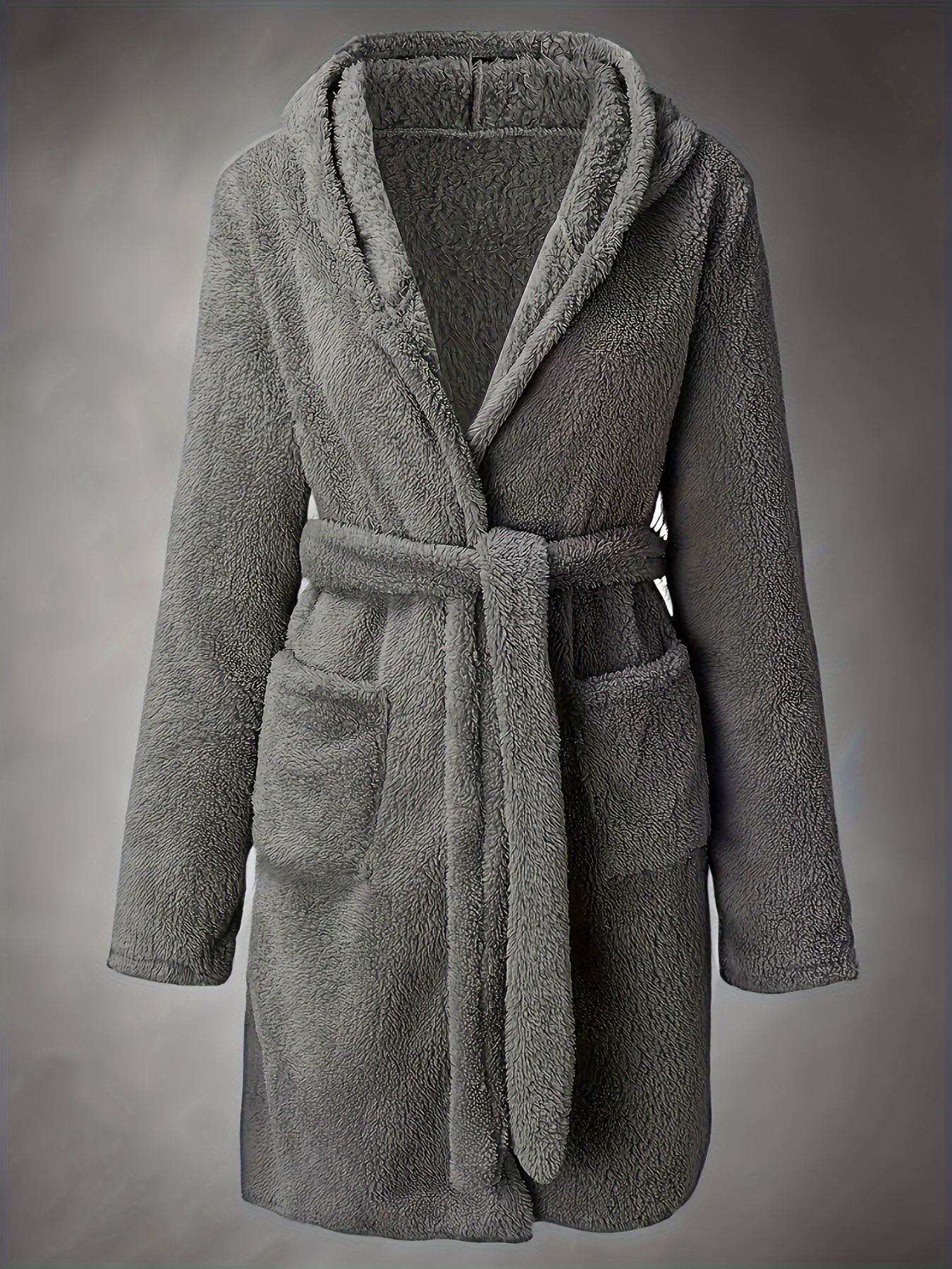Cross-border Fashion Men     Size Home Robe with Drawstring Long Bathrobe, PLUS SIZE