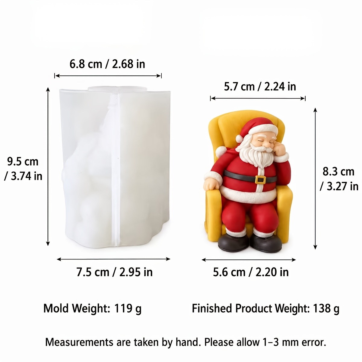 TEMU Stampo in per candele , Stampo in fai da te sdraiato su un che , Candela in gesso a , Regalo di Natale, Stampo fai da te per argilla, Stampo per