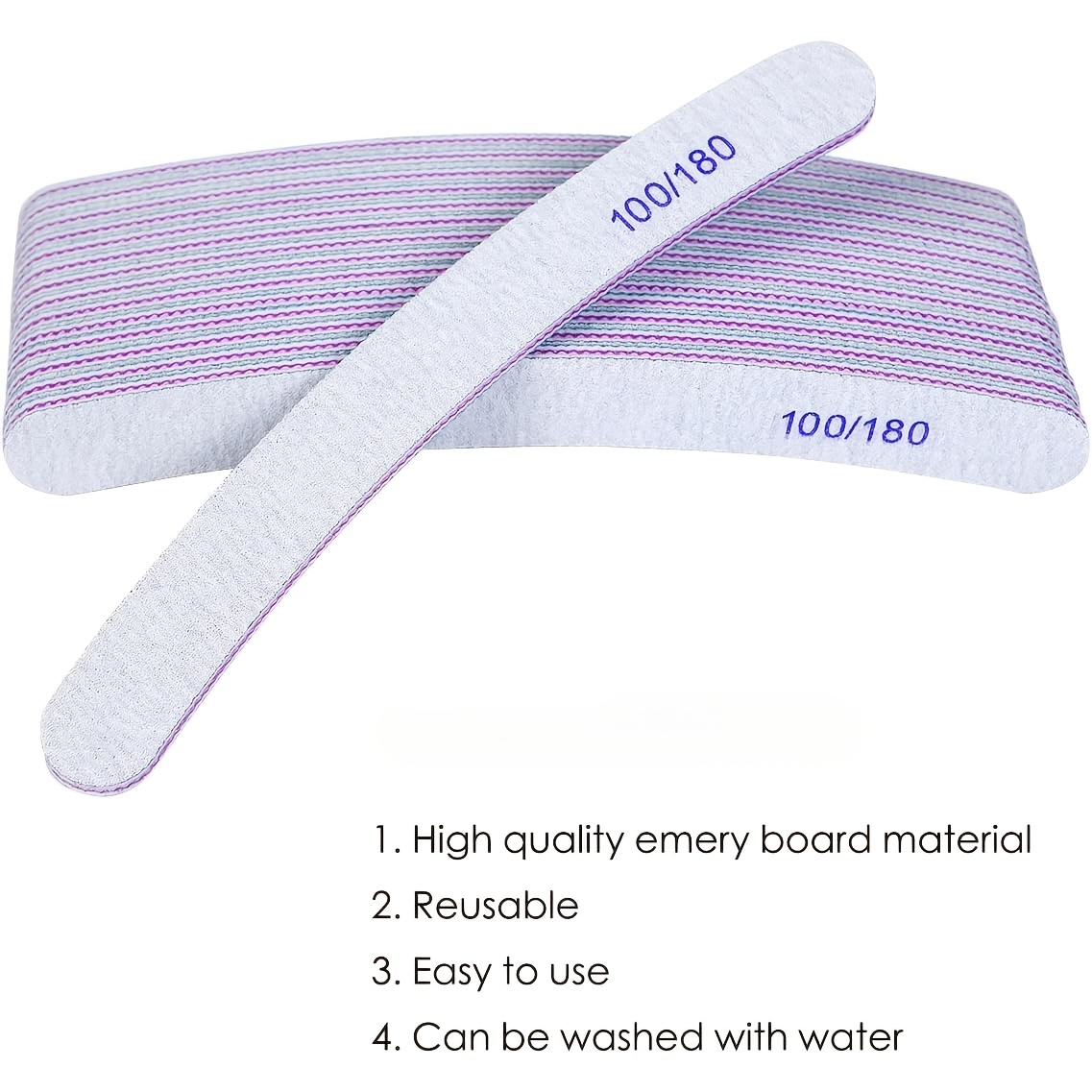 25pcs Double-Sided Curved Nail Buffers, Durable Emery Manicure Tools