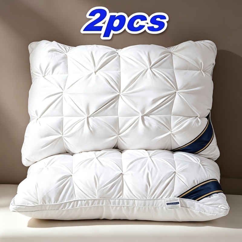 2pcs Luxury Five- Hotel , Soft&breathable Sleep For Back, Made Of Hypoallergenic Polyester Fabric, And Has A Height, Non-collapse High