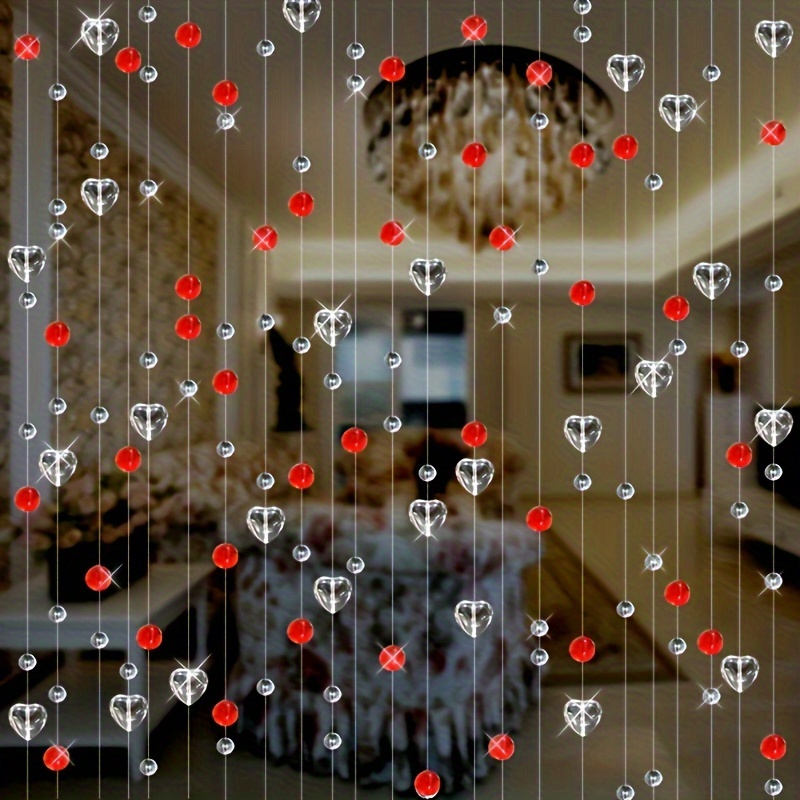 

5 Pièces De Rideaux De Perles En Cristal, Une Décoration Romantique Pour La Maison Avec Des Cœurs D'amour, Idéale Pour Les Mariages, Les Fêtes Et Les Arrière-plans.