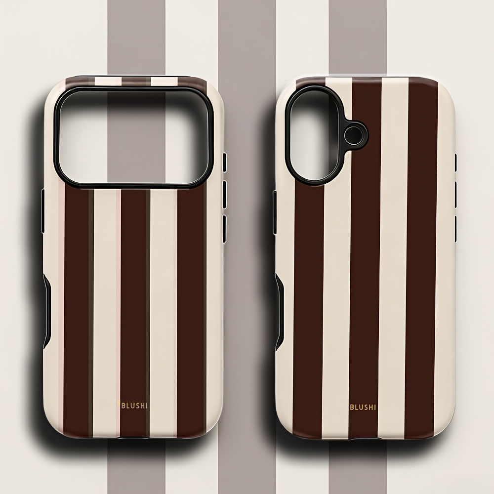 TEMU Phone Case: Clmj Stripes Phone Case Suitable For Iphone 17 16 16e 15 14 13 12 11 Pro Max Xr Xsmax 8 7 Plus Hard Double-layer Back Cover