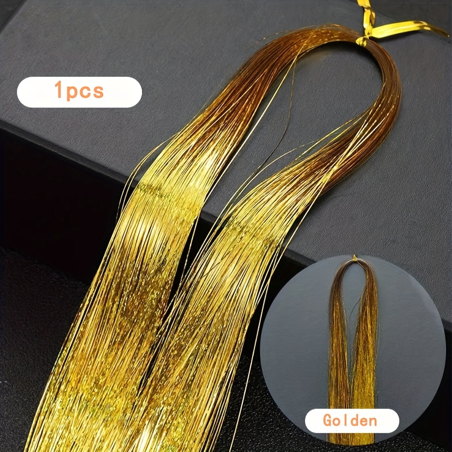 TEMU para el pelo (48 pulgadas, 1 pieza) Extensiones de pelo de para niñas y mujeres Extensiones de pelo de de holográfica para el pelo Resistente al