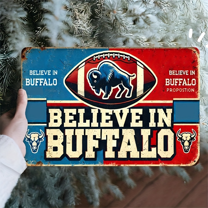 

1pc " In Buffalo" Vintage Metal Sign - 8x12inch Retro Wall Art With Rustic Football Theme, Bars, Cafes, Beach & Backyard Farmhouses, Iron Construction, Room Decor