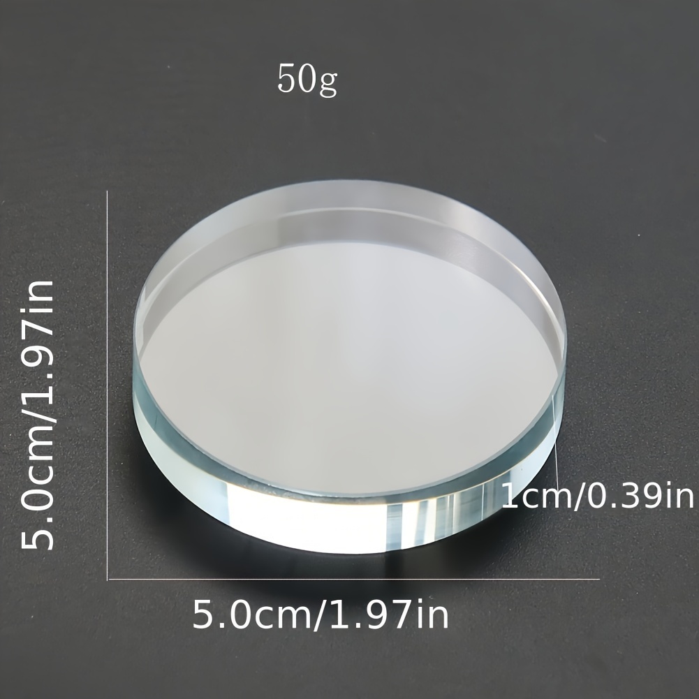Image of Elegant 2-inch Round Crystal Glass Display Stand Base - Clear, Versatile Paperweight & Nail Art Palette, Ideal For Jewelry, Collectibles & Photography Props, Decor & Crafts, Glass Decor