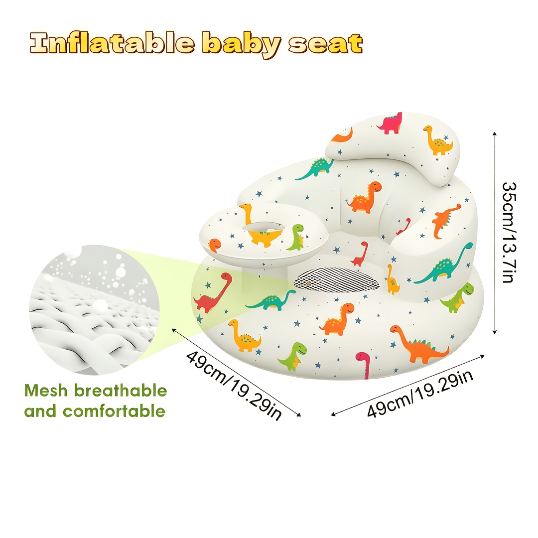 TEMU Siège Gonflable Bébé - Chaise Gonflable Portable avec Plateau et Pompe Intégrée, Convient aux Bébés de 3 à 36 Mois, Idéal pour l'Alimentation,